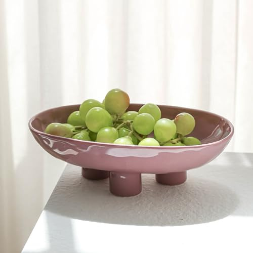 JUNYFFF Frutero De Vintage Cesta De Frutas De Cerámica Cuencos con Base para Decoración De Cocina, Verduras, Frutas, Aperitivo,Púrpura