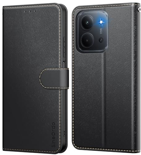 SineOrdo Funda Compatible con Xiaomi Redmi 15C 4G / 15C 5G / Poco C85 4G Carcasa, Libro Redmi 15C 4G / 15C 5G / Poco C85 4G Funda con Tapa Piel Suave Cuero Tarjetero Flip Wallet Móvil Case Negra