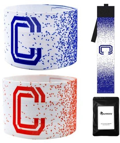 PUREASY Captains Armband Pack of 2, Captain Armband Football for Adults & Youths, Football Captain's Armbands with Starry Design Home/Away Colors - Football Accessories for Men and Women