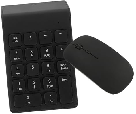 Pavé Numérique et Souris sans Fil, Ensemble Noir Abs | Ordinateur Portable, Opération Fluide, Rangement Facile, Usage Maison et Bureau