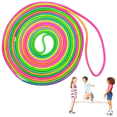 Gummitwist Kinder 7M Hüpfgummi Gummi Twist Regenbogenfarben Indoor & Outdoor Kinderspiel Gummitwist für Kinder Mädchen Einschulung Geschenk