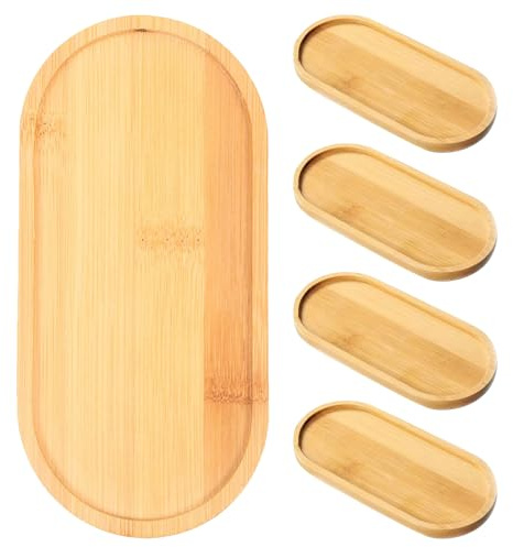 SUPVOX 5pezzi Vassoio Raccogli-Acqua in Legno per Vasi da Fiori Ovali per Bonsai Piante da Interno Cactus Fioriere Protezione Superfici Controllo umidità