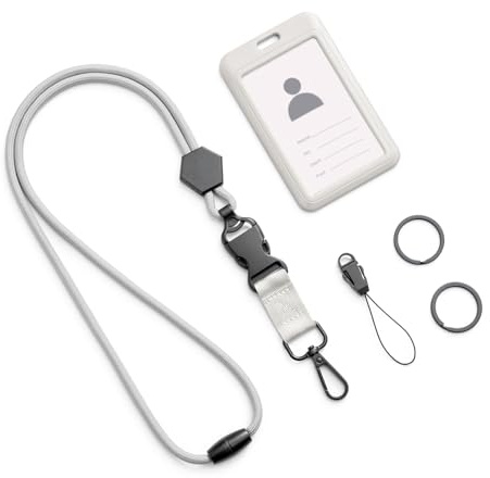 MORSUNBELA Nyckelband för Upphängning med ID-Hylsa Avtagbar Nyckelrem Badge Hållare ID-Fodral med Band för KortHållare Work Ljusgrå