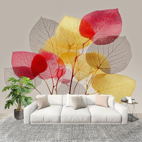Générique Grande taille Papier Peint de Photo 350x256 cm Moderne Minimaliste Botanique Peler Et Coller Papier Peint Panoramique intissé Murale Gris Clair Pour Salon Chambre Enfant Chambre Décoration