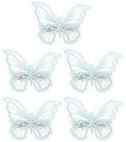 POPETPOP Lot de 5 Pinces à Cheveux Double Couche en Maille et Dentelle Brodée Couleur Vert Clair Accessoires Coiffure pour Mariage Fête et Usage Quotidien
