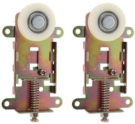 ABOOFAN Lot de 2 Roulettes Concaves pour Porte Coulissante de Placard Miroir, Quincaillerie Coulissante en Acier Zingué, Poulies Réglables en Hauteur, Compatibles Portes en Bois et Métal,
