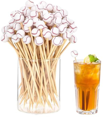 Palillos de comida para aperitivos | Púas largas para aperitivos, béisbol, fútbol, cupcakes, bebidas, aperitivos, postres, brochetas de frutas, decoraciones de vacaciones, cumpleaños, bodas y