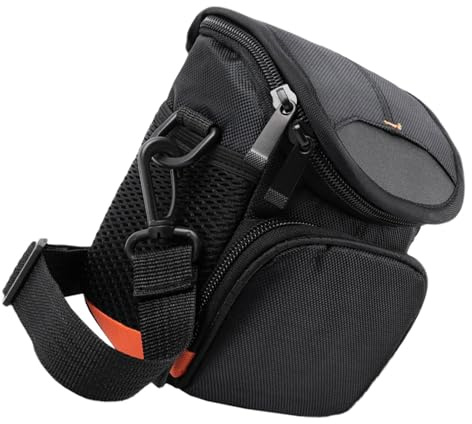 LALAFINA Borsa a Tracolla per Fotocamera Compatta in Nylon con Custodia Protettiva Antiurto Regolabile, Supporto Multifunzione per Modelli A6000 A6300 A5100 A5000, per Viaggi e Trasporto