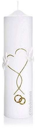 Hochzeitskerze mit Namen und Datum verziert aus hochwertigen Wachsbuchstaben (Nr 1)