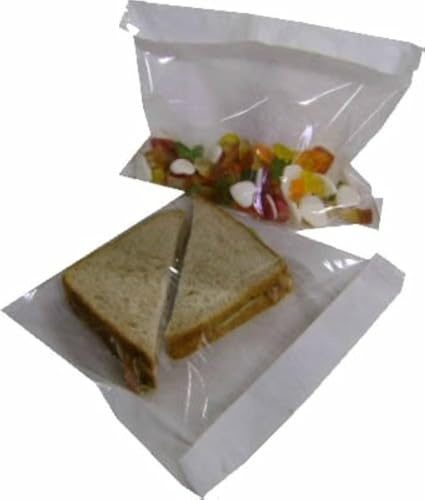 100 x Cellophane White Film Fronted Sweet / Sandwich / Food Paper Bags - 10 x 10