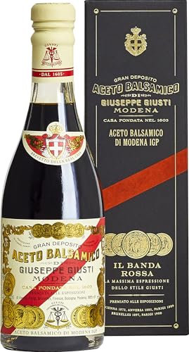 Giuseppe Giusti Il Banda Rossa Aceto Balsamico di Modena IGP Balsamessig 5 Goldmedaillen Traditionsflasche in Geschenkpackung (1 x 0.25 l)