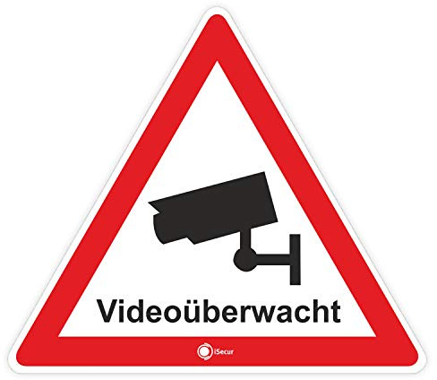iSecur 4er Set Videoüberwacht Aufkleber 5 cm innenklebend - hin123 | Achtung Dieses Objekt wird per Video überwacht, innenklebend für Fenster, Druck außen sichtbar, UV-beständig, vergilbungsfrei
