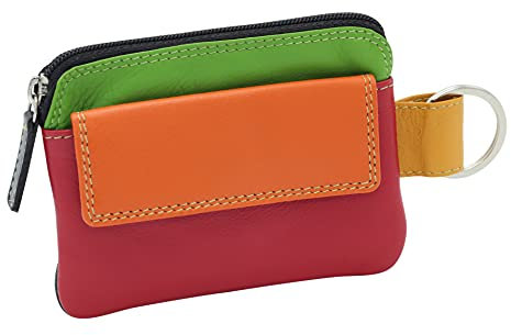 Damen und Herren mehrfarbige Schlüsseltasche mit Kleingeldfach LEAS in Echt-Leder, bunt - LEAS Multicolore-Serie