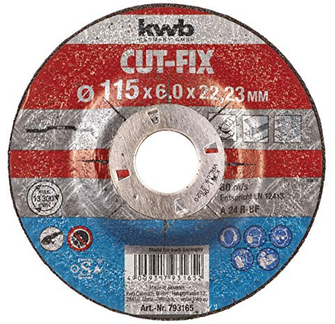 kwb Schruppscheibe Cut-Fix (115 x 22, gekröpft, 6.0 mm dick, für Metall und Stahl, für Winkelschleifer)