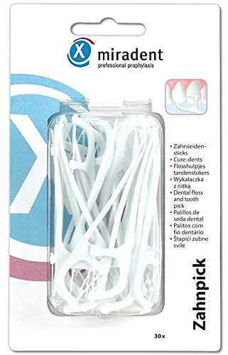 Miradent Zahnpick Zahnseidensticks 30 Stück Packung, 2er Pack (2x 30 Stück)