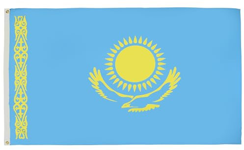 AZ FLAG - Flagge Kasachstan - 150x90 cm - Republik Kasachstan Fahne 100% Polyester mit Messing-Ösen - 110g