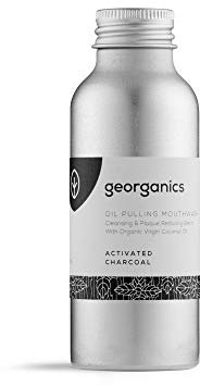 Georganics Whitening Oil Pulling Mouthwash - Activated Charcoal - Plaque-Reducing Coconut Oil Blend - 100% Natural Ingredients - SLS, Glycerine & Fluoride Free - Organic, Vegan, Cruelty-Free - 100ml
