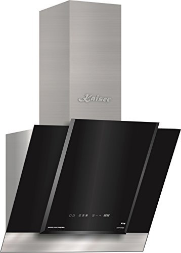 Kaiser Dunstabzugshaube 60 cm AT 6438 ECO Exklusive Abzugshaube kopffreihaube 910m³/h | Edelstahl Wandhaube | Schwarzglas | TouchControl | LED Display | Timer | Ablufthaube/Umlufthaube