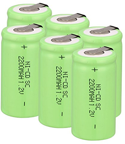 Odstore Ni-Cd 1.2V 2200MAH Rechargeable Battery Sub C SC Batteries (Green*6)