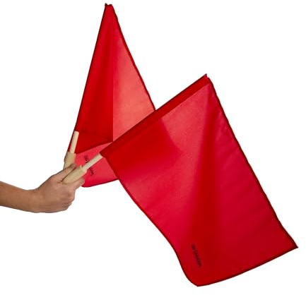Tandem Sport Red Linesman Solid Flag with Wooden Handle (Set of 2)