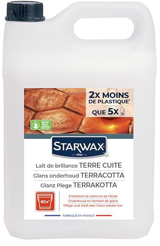 STARWAX - Leche Abrillantadora para Baldosas y Suelos de Terracota - Protege y abrillanta - Sin aclarado -No resbala - Fabricado en Francia - 5L - Hasta 60 limpiezas
