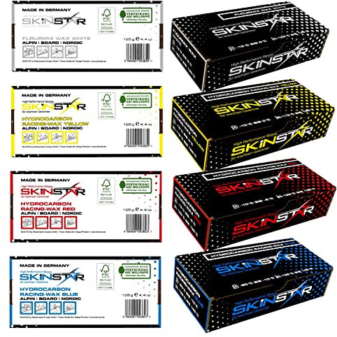SKINSTAR Hydrocarbon Racing Skiwax Profi-Wachs Mix Yellow-Red-Blue-White