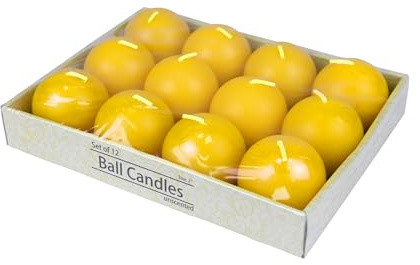 Zest Candle 12-Piece Ball Candles, 2-Inch, Yellow Citronella