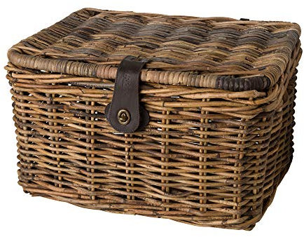 FastRider Fahrradkorb mit Deckel Vorne, 26L Fahrrad Korb für Einkaufstasche, Bike Basket, Ergonomisch, Modisch, Handgemacht, Einfache Montage - Rattan Braun