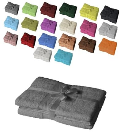 EXKLUSIV HEIMTEXTIL Handtuch Spar Set Baumwolle 500 g/m² Anthrazit 4 x Badetuch 100 x 150 cm