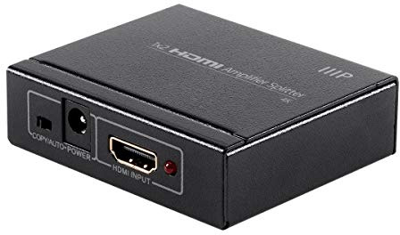 Monoprice Blackbird 4K 1x2 HDMI Amplifier Splitter - 48-bit Deep Color, 3D Video Support, Black