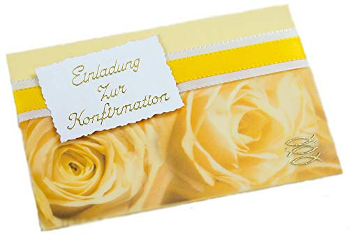 10 x Einladung Einladungskarte Konfirmation Einladungen KK017 erhältlich (gelb)