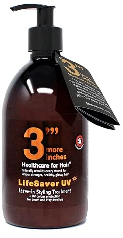 3'''More Inches Lifesaver UV Leave in Styling Treatment 500ml - 3 in 1 - Hair Moisturiser, UV Hair Protection & Styling Treatment - For Thicker, Smoother, Softer and Stronger Hair