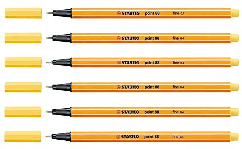 STABILO Fineliner point 88, Strichstärke: 0,4 mm, gelb VE=6