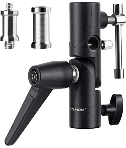 TARION Support de Flash H Type 2 Sections 180°Réglable Adaptateur pour Flash Softbox Parapluie 1/4 3/8 Support de Lumière Trépied Monopode