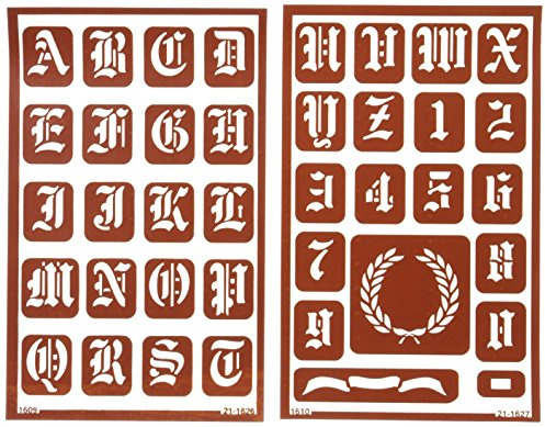 Armour Etch Over N Over Stencil, 1-Inch High Alphabet, 2 Pages