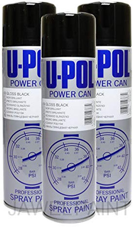 U-POL Car Paint Power Can Gloss Black 3 x 500 ml Aerosols Spray Cans