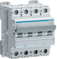 disjoncteur hager - 4 pôles - 50a - 6ka - courbe b - vis / vis