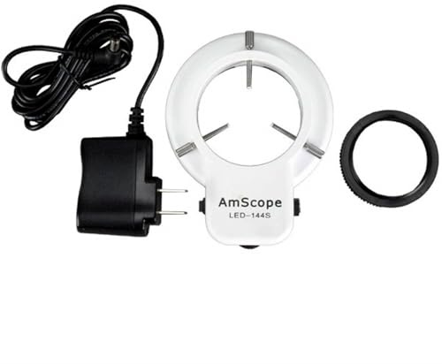AmScope 144 LED regolabile compatto microscopio anello luce + adattatore