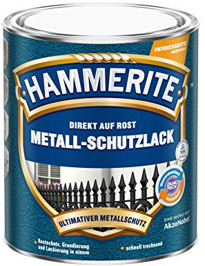 Hammerite Metallschutzlack Struktur-Effekt, 3in1 Rostschutzlack für Metall, wetterfest und stoßfest, für außen und innen, Schwarz, 750ml