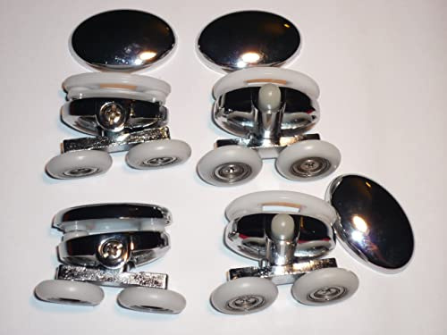 Set of 4 New Oval Metal Alloy Twin Wheel Shower Door Rollers AM 06 MA