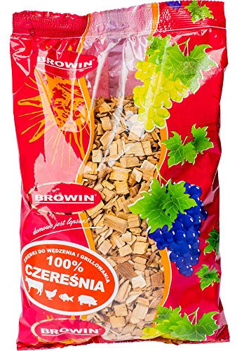 Browin 780404 Astillas de Madera para ahumar y Hacer barbacoas: Natural, polaca, Cerezo Silvestre, 450 g, para pequeños y Grandes Fumadores, sin fracciones generadoras de Polvo