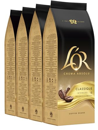 L'OR Espresso Classique Café en Grano | 4x500g | Amazon Exclusive | Intensidad 6, Pack 4 unidades, 100% Natural