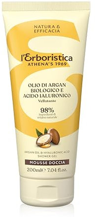 L'Erboristica Athena's - Mousse Doccia all'Olio di Argan Biologico e Acido Ialuronico - Vellutante - 200 ml
