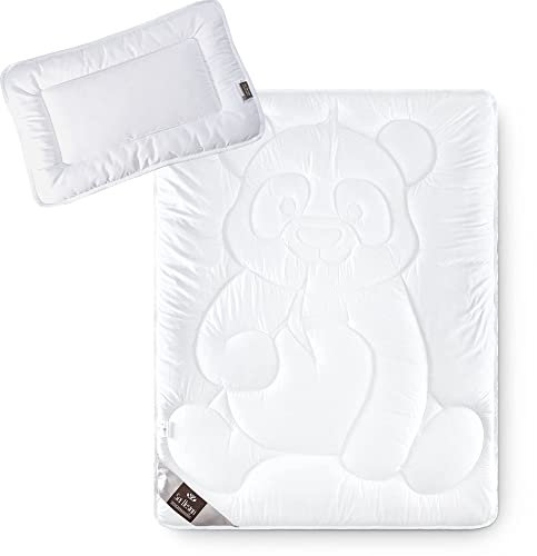 sei Design Kinder Bettdecken Set, Baby Bettdecke und Kissen 40x60 100x135 cm, Baby Bettset passt für Baby Bettwäsche 100 x 135, für Allergiker empfohlen Öko-Tex, Kinderkissen + Steppdecke