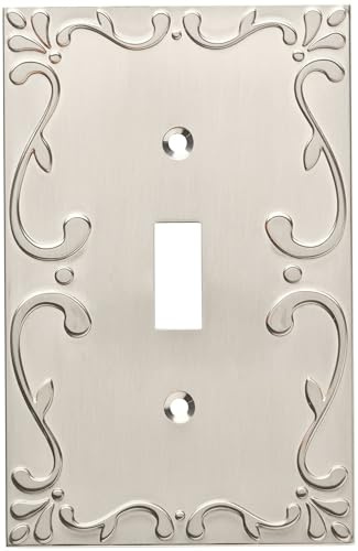 Franklin Brass Classic Lace (1-Pack) Decorative Light Switch Cover Brushed Nickel 1-Gang Wall Plate Switch/Toggle Plate Guards Electrical Outlet Covers W35070-SN-C