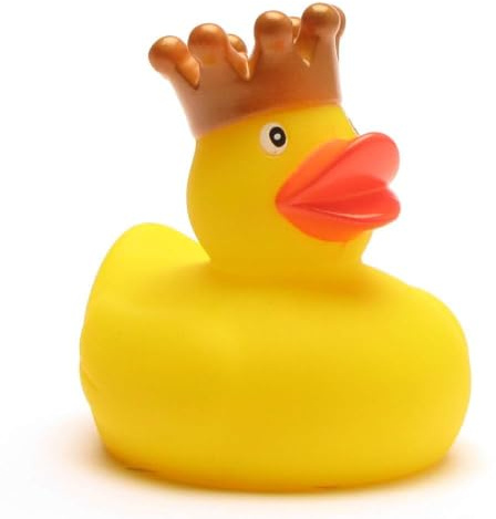 DUCKSHOP I Badeente mit Goldener Krone I Quietscheente I L: 7,5 cm I Quietscheentchen I Geschenk Jubiläum I Präsent Sammler