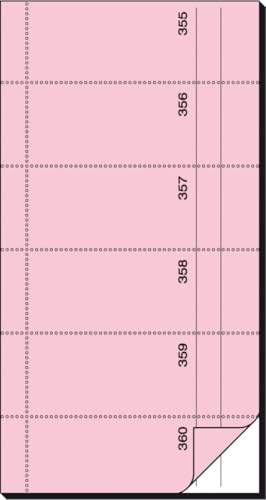 Sigel 5 x Bonbuch 360 Abrisse 105x200mm 65g/qm Eosin mit Blaupapier 2x60 Blatt
