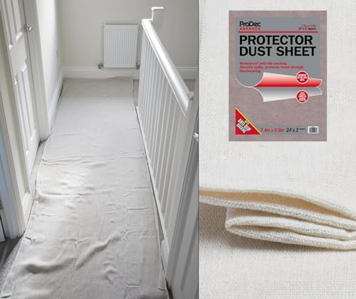 ProDec Advance Protettore resistente all'acqua Cotone Polvere Foglio Goccia Per Pittura Decorazione Coprire scale, corridoi, corridoi e pavimenti, Assorbe le fuoriuscite, Non passa attraverso
