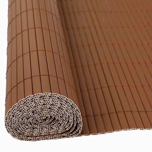 ESTEXO PVC Sichtschutzmatte aus Kunststoffröhrchen Braun 1,20 x 3 m