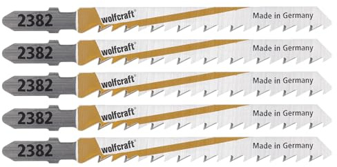 wolfcraft Stichsägeblatt T-Schaft für Holz, HCS, schneller grober Schnitt, 5 Stück, 2652000